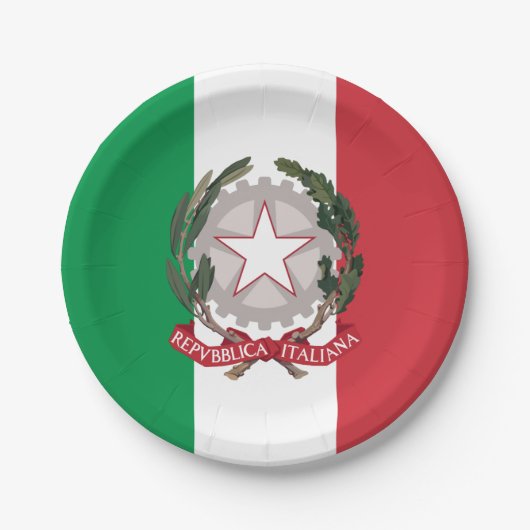 イタリアイタリアン国旗のパーティー、誕生日/スポーツ ペーパープレート (正面)
