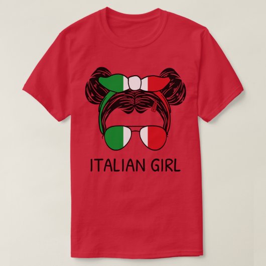 イタリアイタリアン国旗の女の子I Tシャツ (デザイン正面)