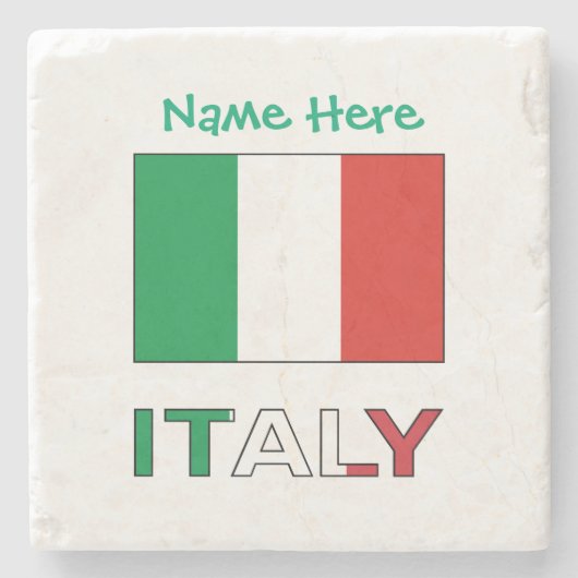 イタリアイタリアン国旗の緑の個人用設定 ストーンコースター (正面)