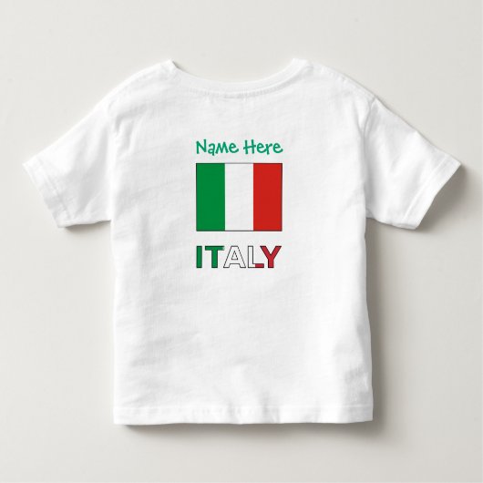 イタリアイタリアン国旗の緑の個人用設定 トドラーTシャツ (裏面)