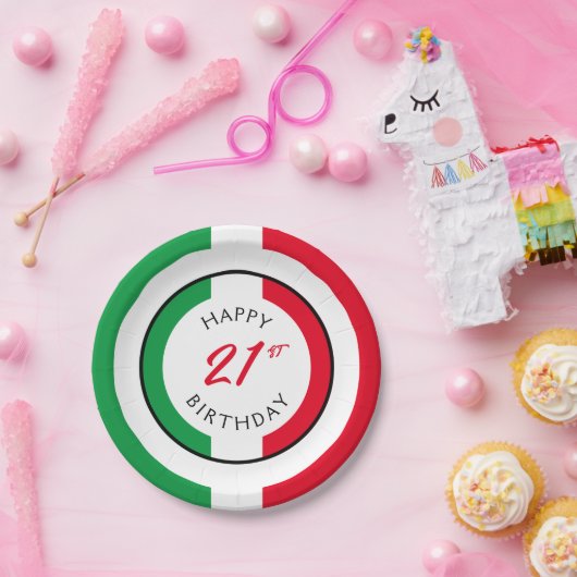 イタリアイタリアン国旗ハッピーバースデー ペーパープレート (パーティー)