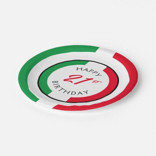 イタリアイタリアン国旗ハッピーバースデー ペーパープレート (アングル)