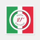 イタリアイタリアン国旗ハッピー21歳の誕生日 スタンダードカクテルナプキン (正面)