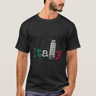 イタリアイタリアン国旗プライドPの塔を傾ける Tシャツ