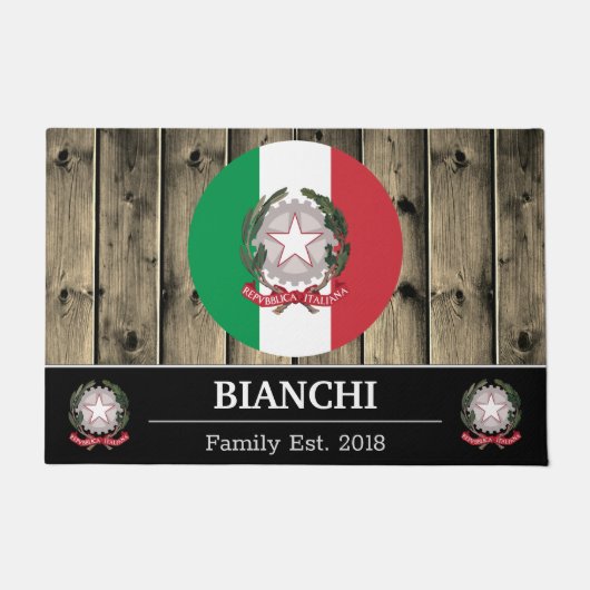 イタリアイタリアン国旗素朴の木/家族 ドアマット (正面)
