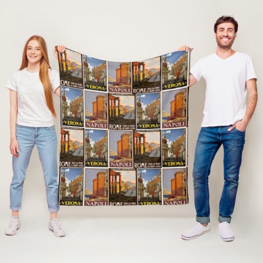 イタリアイタリアン旅行先ヴィンテージレトロ フリースブランケット (インサイチュ)