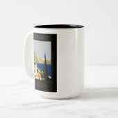イタリアイタリアン湖レトロヴィンテージ旅行ポスター ツートーンマグカップ (正面左)