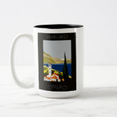 イタリアイタリアン湖レトロヴィンテージ旅行ポスター ツートーンマグカップ (左)