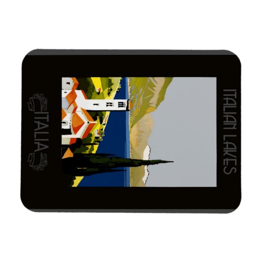 イタリアイタリアン湖レトロヴィンテージ旅行ポスター マグネット (横)