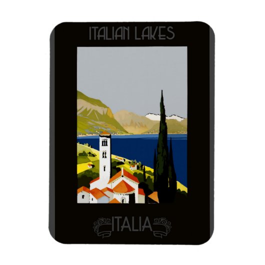 イタリアイタリアン湖レトロヴィンテージ旅行ポスター マグネット (縦)