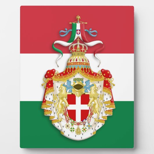 イタリアイタリアン王国の記章を含む国旗 フォトプラーク (正面)