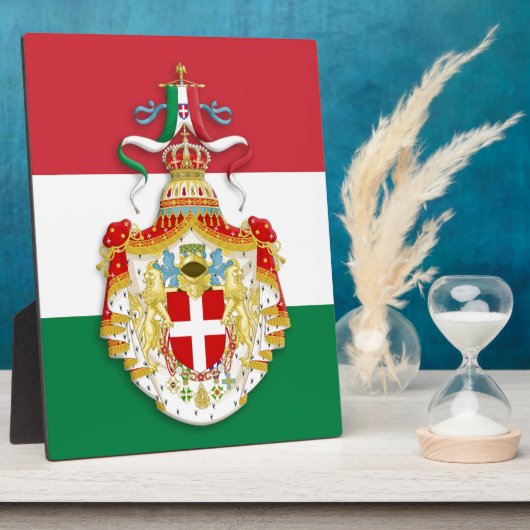 イタリアイタリアン王国の記章を含む国旗 フォトプラーク (側面)