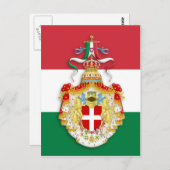 イタリアイタリアン王国の記章を含む国旗 ポストカード (正面/裏面)