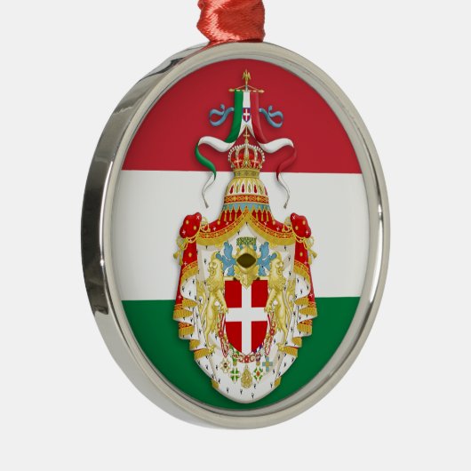イタリアイタリアン王国の記章を含む国旗 メタルオーナメント (右)