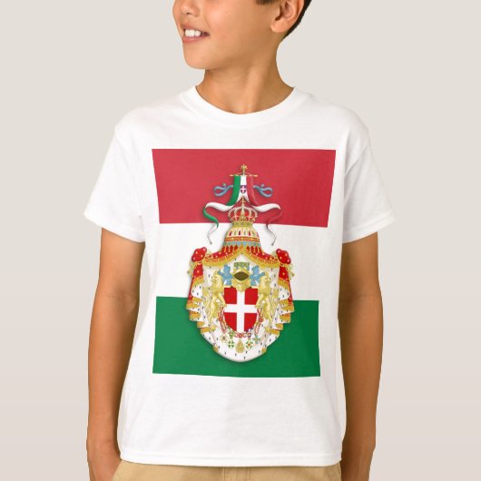 イタリアイタリアン王国の記章を含む国旗 Tシャツ (正面)