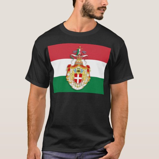 イタリアイタリアン王国の記章を含む国旗 Tシャツ (正面)