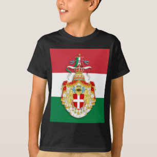 イタリアイタリアン王国の記章を含む国旗 Tシャツ