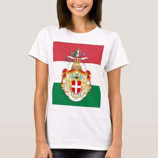 イタリアイタリアン王国の記章を含む国旗 Tシャツ (正面)