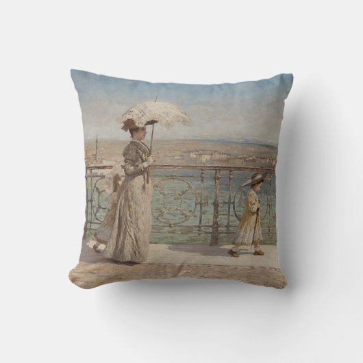 イタリアエレガントの橋の上に家族の歩く クッション (正面)