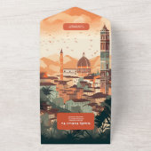 イタリアエレガントフィレンツェ行き先結婚式 オールインワン招待状 (外側)