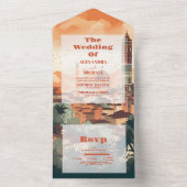 イタリアエレガントフィレンツェ行き先結婚式 オールインワン招待状 (内側)