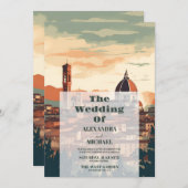 イタリアエレガントフィレンツェ行き先結婚式 招待状 (正面/裏面)