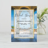 イタリアエレガント金ゴールドブルーグリーンブライダルシャワー 招待状 (スタンド正面)