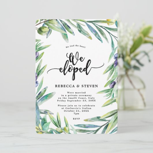 イタリアオリーブ我々は我々が駆け落ちした招待の結び目を結んだ 招待状 (スタンド正面)