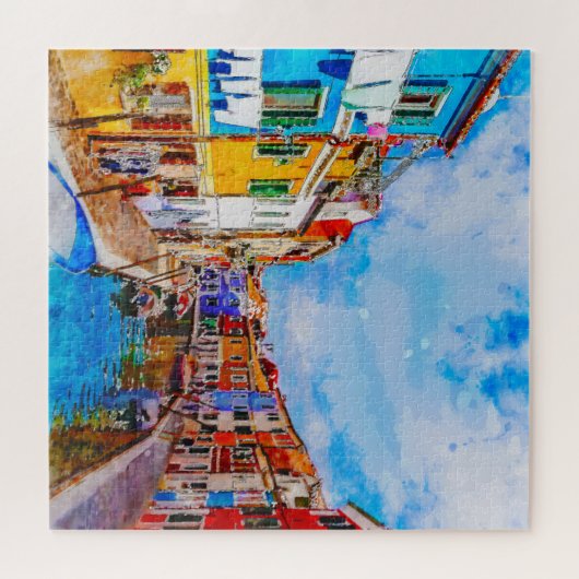 イタリアカラフルのヴェネツィアのブラーノに建つ家 ジグソーパズル (横)