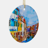 イタリアカラフルのヴェネツィアのブラーノに建つ家 セラミックオーナメント (右)