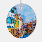 イタリアカラフルのヴェネツィアのブラーノに建つ家 セラミックオーナメント (左)