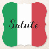 イタリアカラーの緑白赤 サルーテ ペーパーコースター (正面)