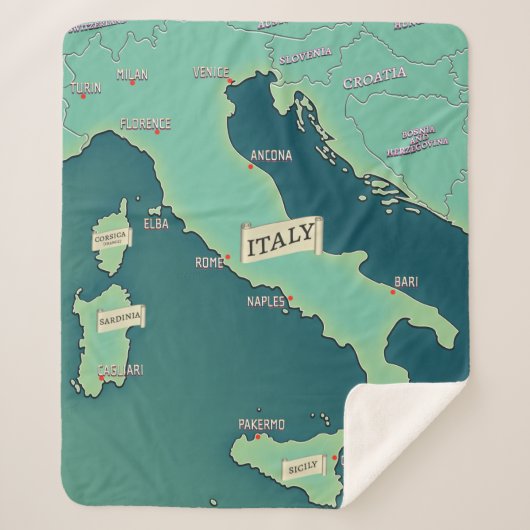 イタリアクラシックの地図 シェルパブランケット (正面)