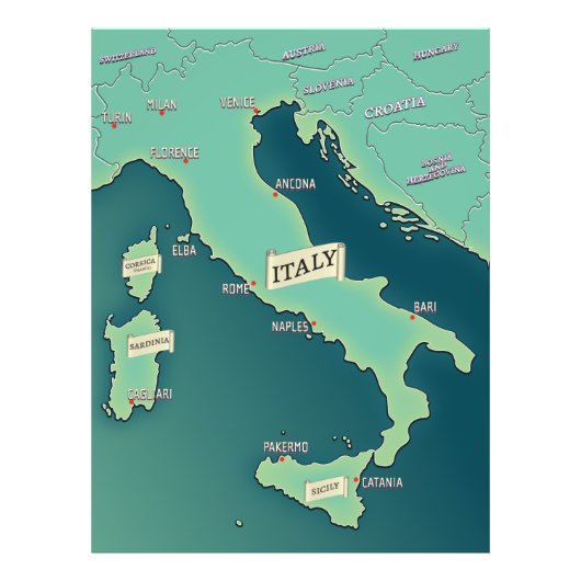 イタリアクラシックの地図 フォトプリント            (正面)