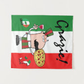 イタリアグラツィーピザシェフワインキスXOXOタペストリー タペストリー (正面(横))