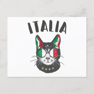 イタリアサッカーキャットマスコットイタリアンファン国旗 ポストカード