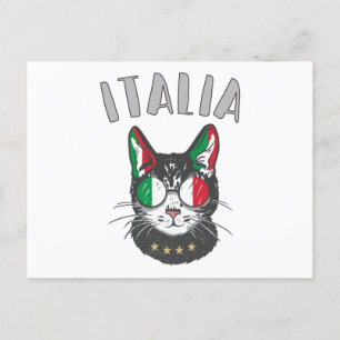 イタリアサッカーキャットマスコットイタリアンファン国旗 ポストカード