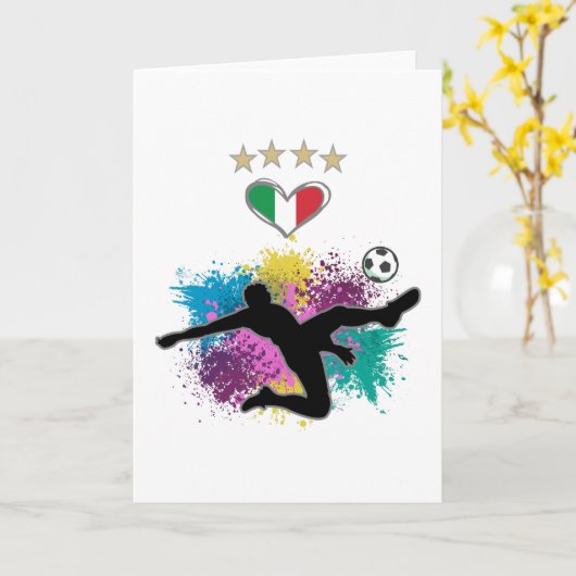 イタリアサッカーサッカーファンシャツ国旗のスプラッシュ カード (黄色い花)