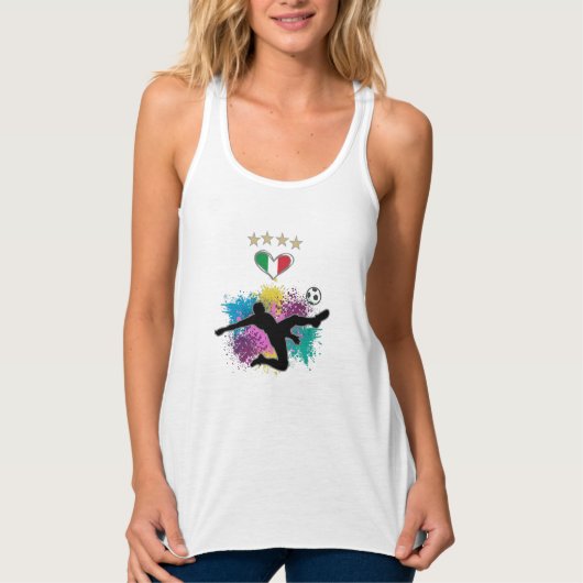 イタリアサッカーサッカーファンシャツ国旗のスプラッシュ タンクトップ (正面)
