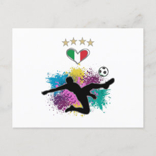 イタリアサッカーサッカーファンシャツ国旗のスプラッシュ ポストカード