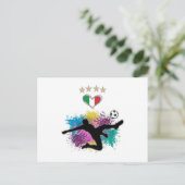 イタリアサッカーサッカーファンシャツ国旗のスプラッシュ ポストカード (スタンド正面)