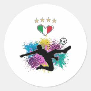 イタリアサッカーサッカーファンシャツ国旗のスプラッシュ ラウンドシール