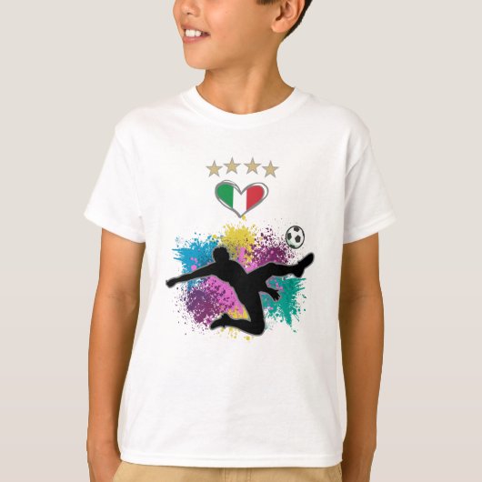 イタリアサッカーサッカーファンシャツ国旗のスプラッシュ Tシャツ (正面)