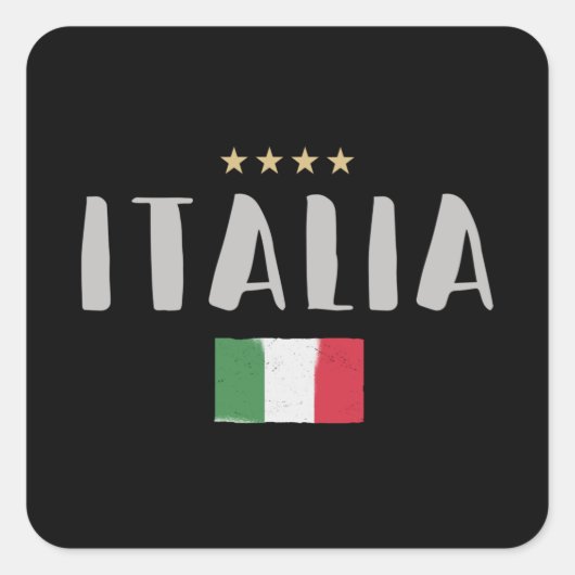 イタリアサッカーサッカーファンシャツ国旗 スクエアシール (正面)