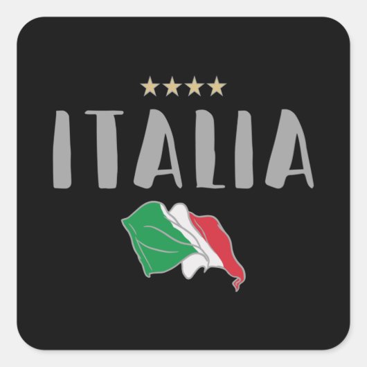 イタリアサッカーサッカーファンシャツ国旗 スクエアシール (正面)