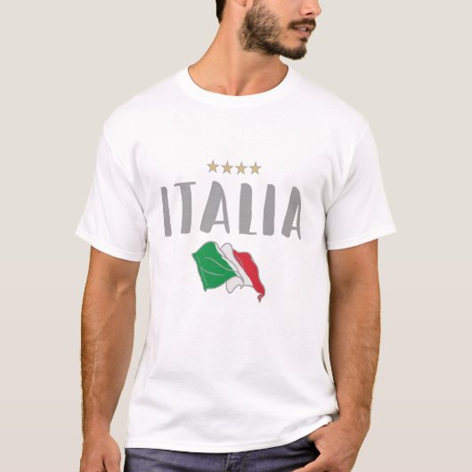 イタリアサッカーサッカーファンシャツ国旗 Tシャツ (正面)