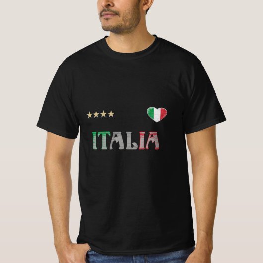 イタリアサッカーサッカーファンシャツ国旗 Tシャツ (正面)