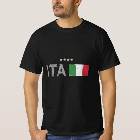 イタリアサッカーサッカーファンシャツ国旗 Tシャツ (正面)