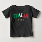 イタリアサッカーシャツサッカーファンイタリアン国旗 ベビーTシャツ (正面)