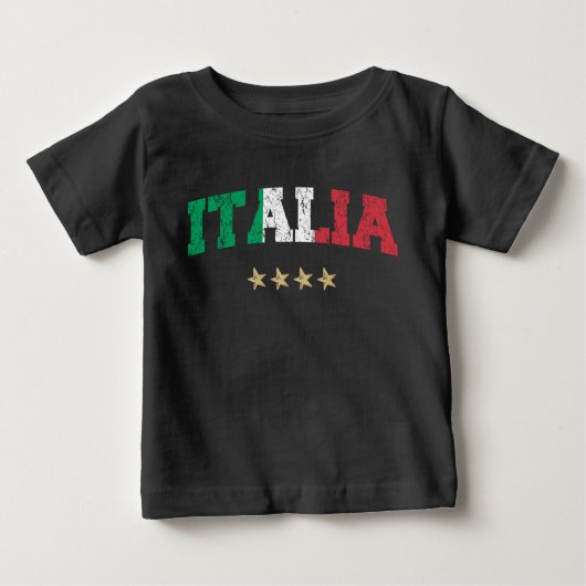 イタリアサッカーシャツサッカーファンイタリアン国旗 ベビーTシャツ (正面)